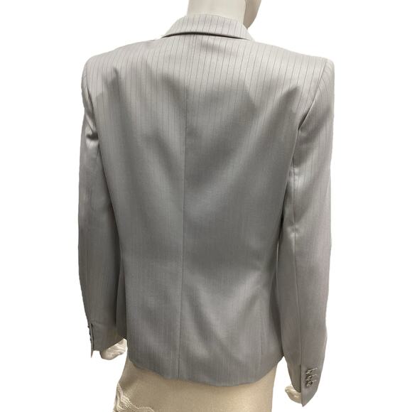 Escada Blazer Women’s Size 38 (6) New Wool Silk Rayon Blend Stripes Light Gray - Picture 6 of 10